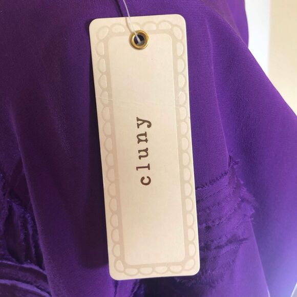 Cluny Purple Silk Chiffon Dress Size 6 - Picture 4 of 8